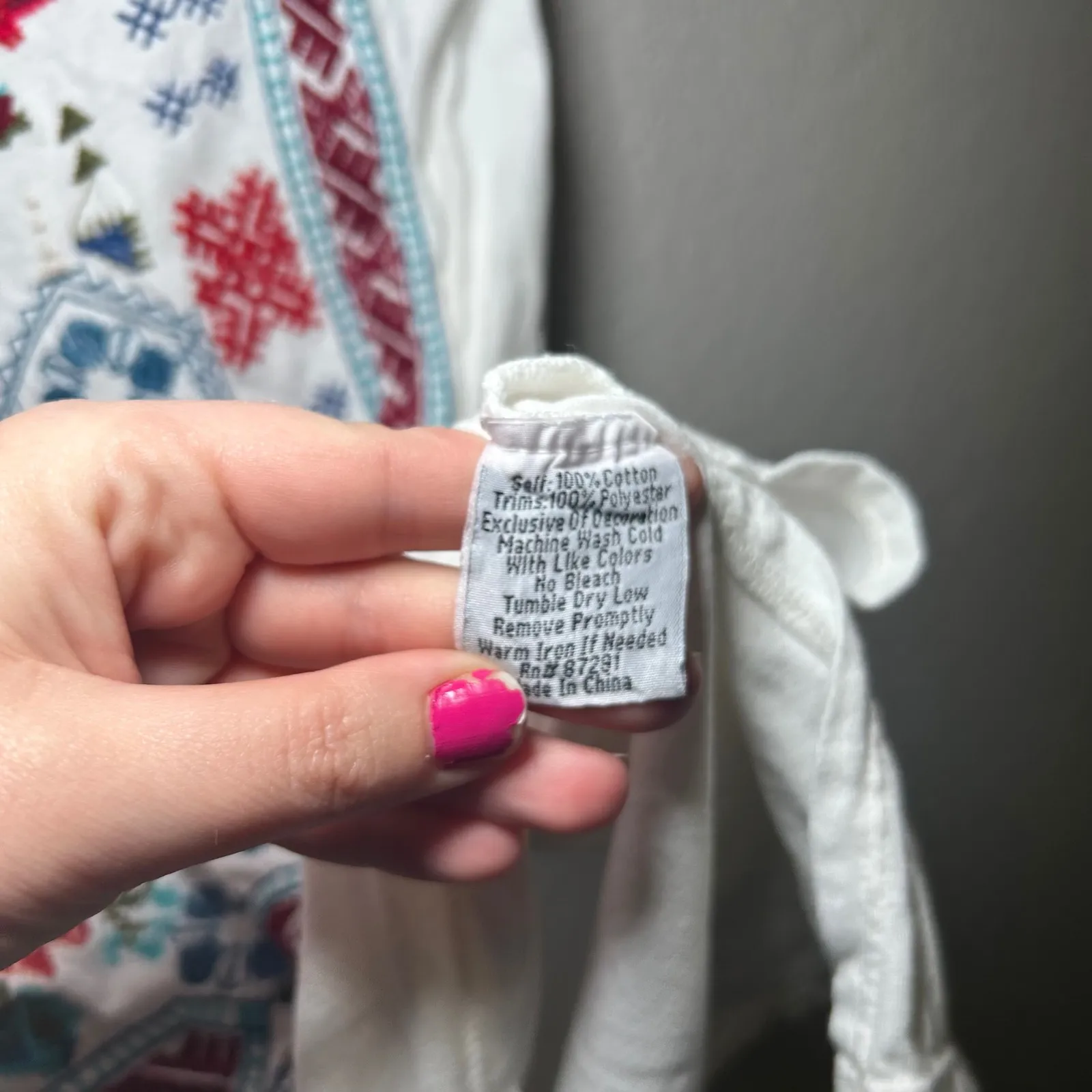 Johnny Was white T-shirt dress embroidered women's small boho - Image 6