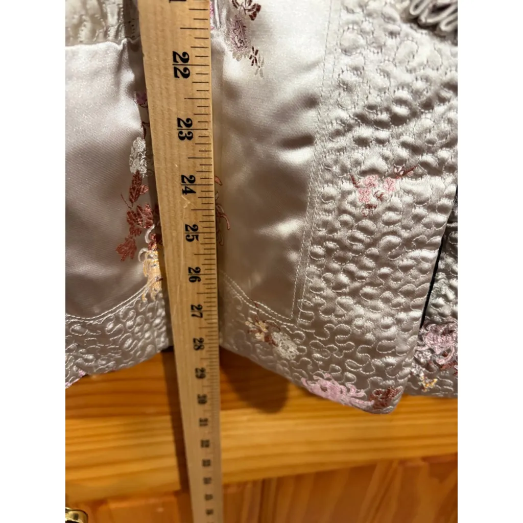 Peony Brand Reversible Satin Brocade Jacket Black Floral Embroidered Chinese Size XXL - Image 5