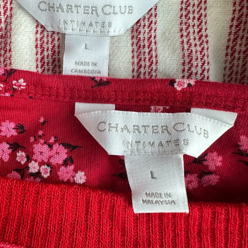 Charter Club & Gap Body Women's Size Large Set of 3 Holiday Red Long Sleeve PJ‎ - Image 4