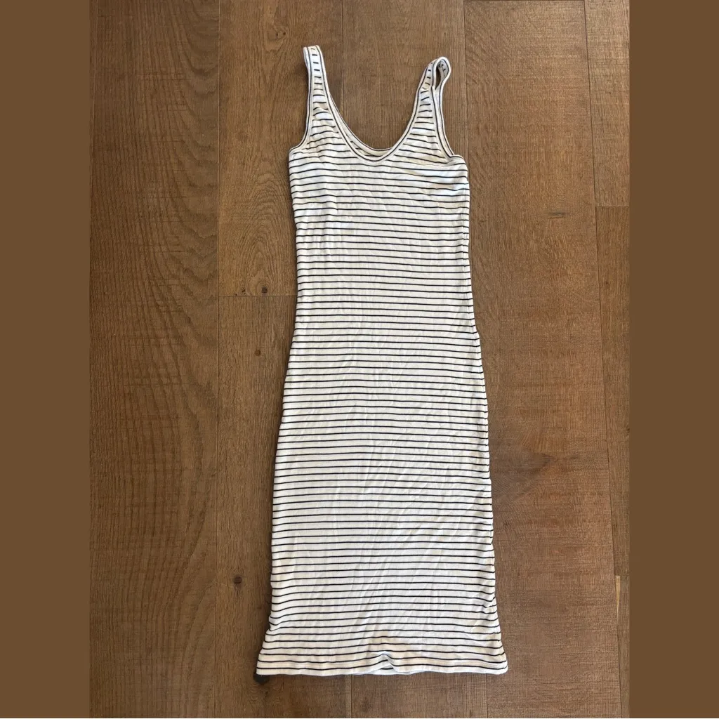 club monaco black white striped bodycon midi dress - Image 3