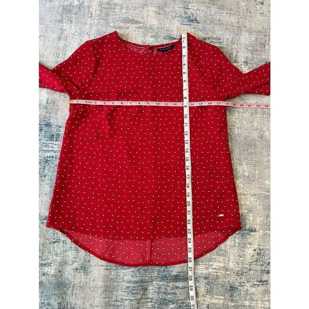 Tommy Hilfiger Red 3/4 Bell Sleeve Blouse XS - Image 10