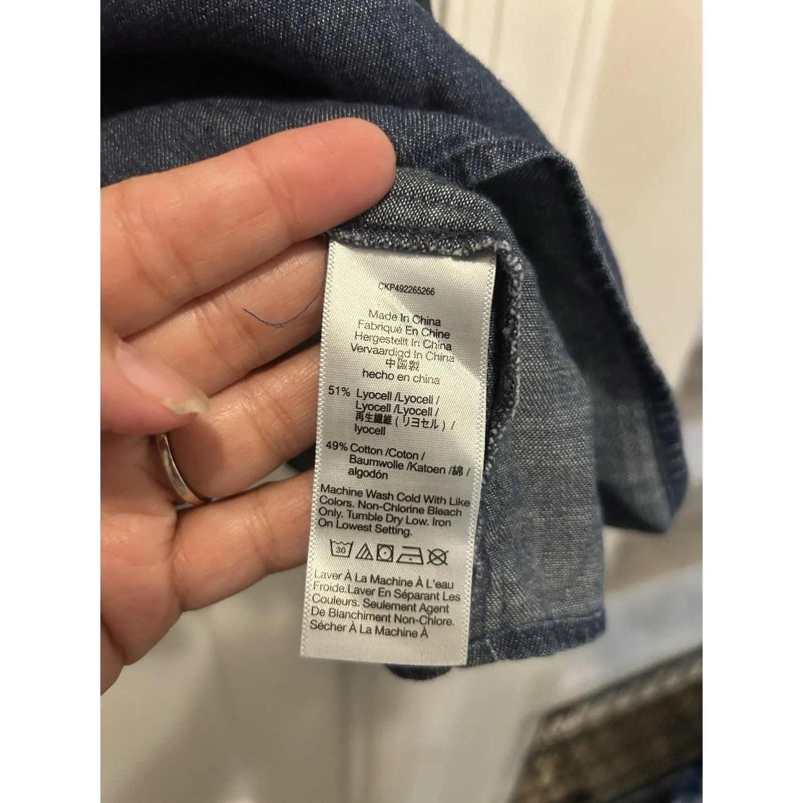 Madewell Blue Button Front 3/4 Sleeve Denim Dress Size Medium Modest Teacher - Image 3