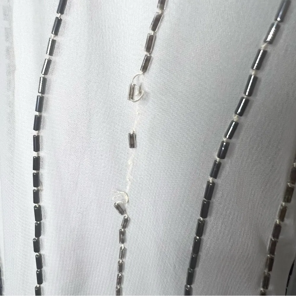 Vintage Sheer Beaded Silver Gray Dolman Sleeve Blouse Top Shawl One Size Size M - Image 11