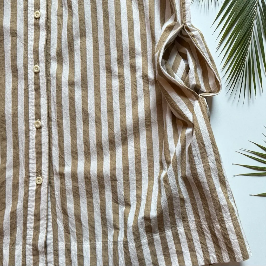 Madewell Tan & White Vertical Stripe Shirt Dress / Tunic – Size M – 100% Cotton - Image 11