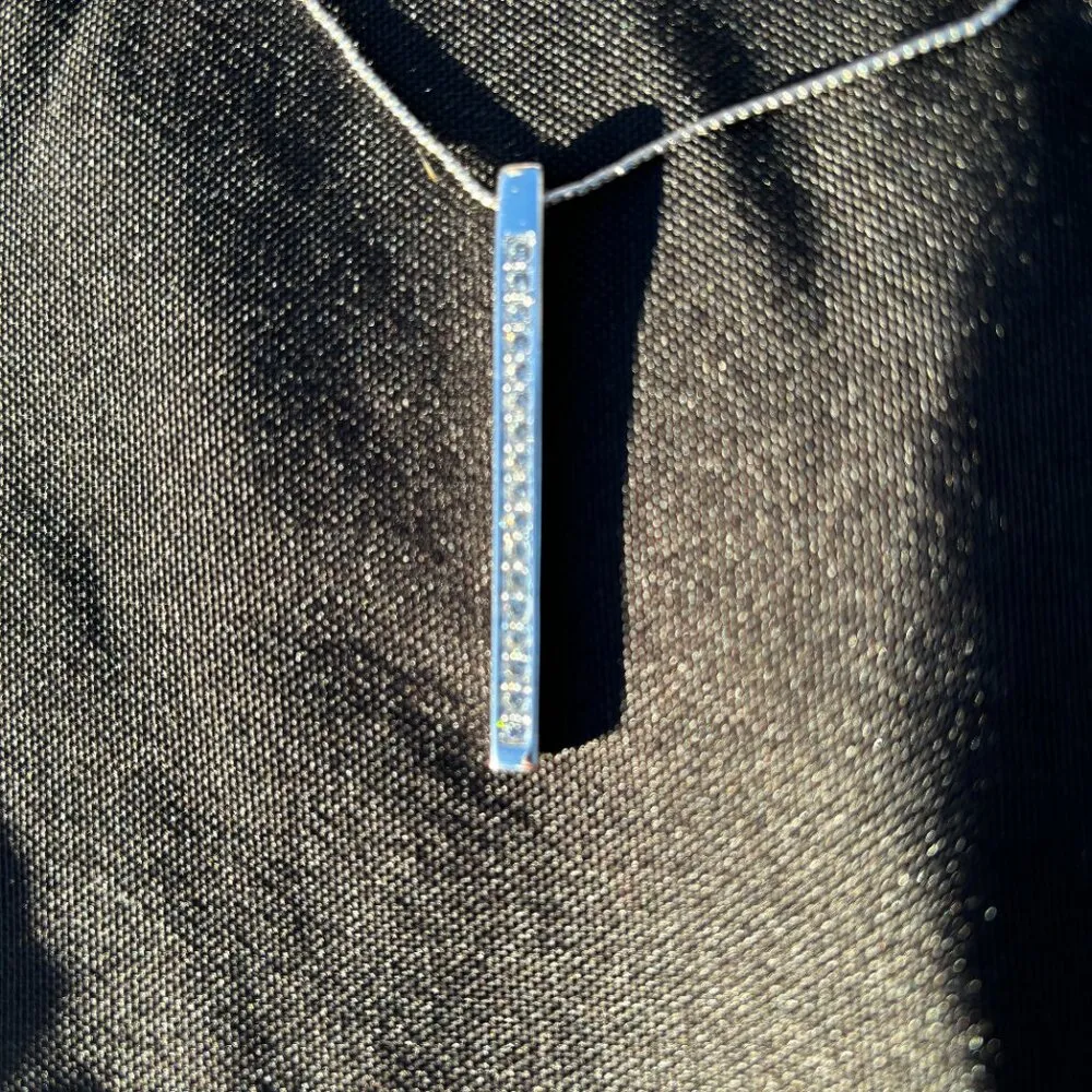 Vintage SWAROVSKI Crystal Bar Drop Pendant Necklace 18" and earrings set - Image 6