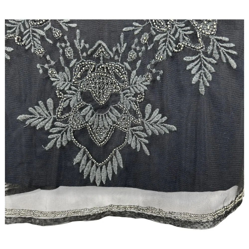 Abercrombie & Fitch Mesh Beaded Black 90s Style Mini Slip Dress Size Small NEW - Image 9