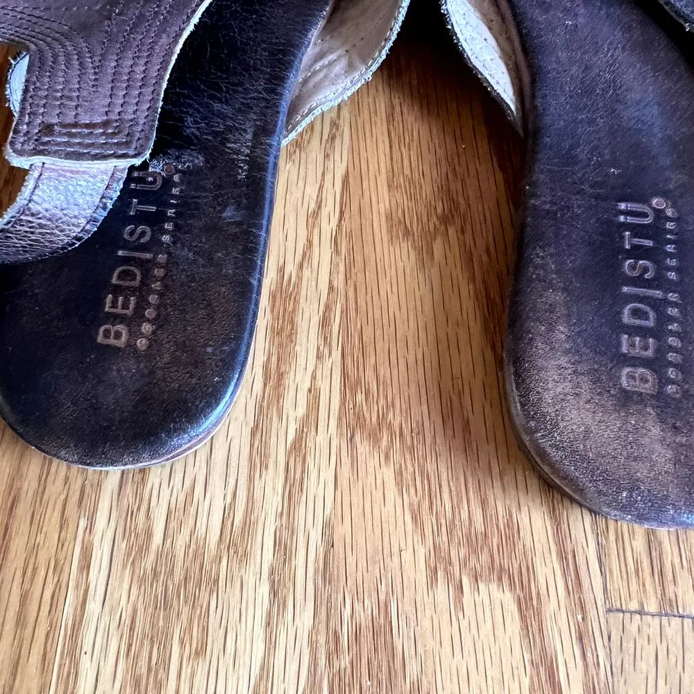 Bed Stu Black‎ Leather Summer Festival Flat Ankle Strap Thong Sandals Size 9B - Image 5