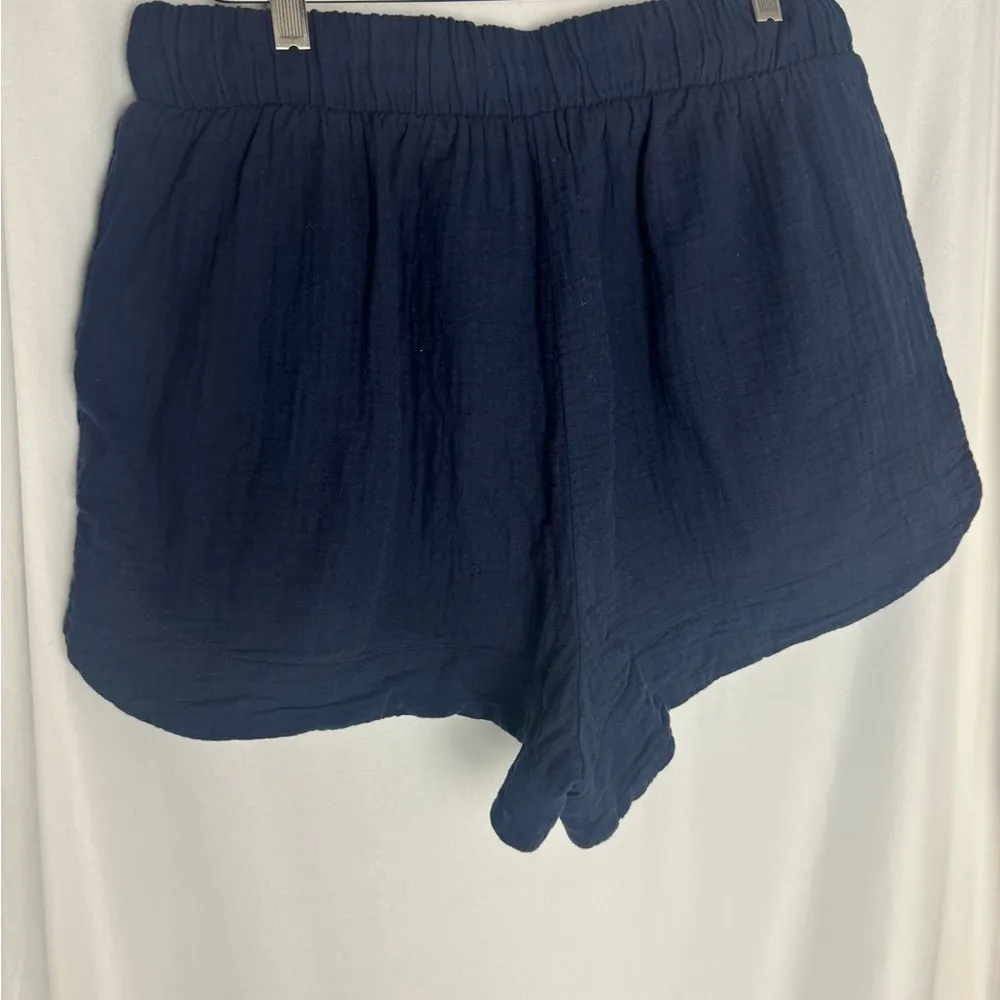 Boden Navy Women's Shorts pull on drawstring with pockets stretch cotton size 8 Blue - Image 2