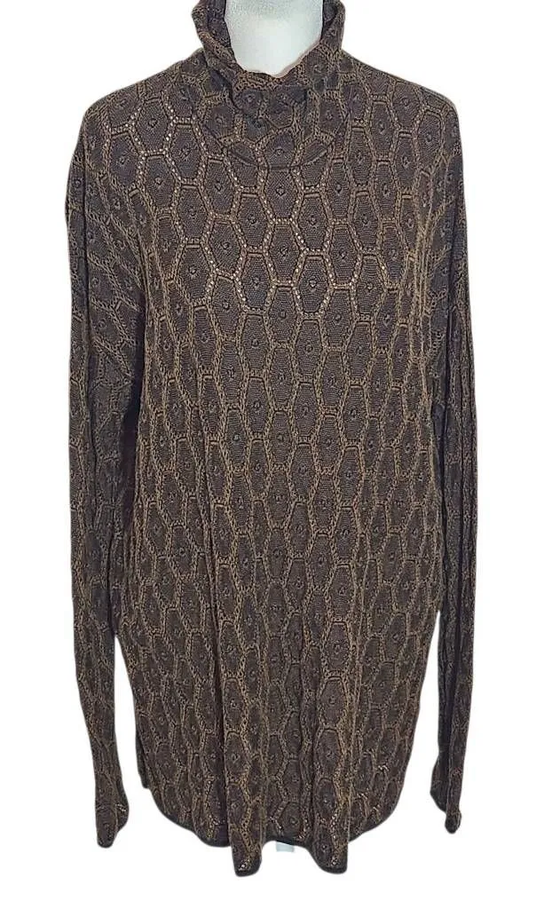 Peruvian Connection Brown Knit Turtleneck Size XS/Small Brown Turtleneck Tunic - Image 1