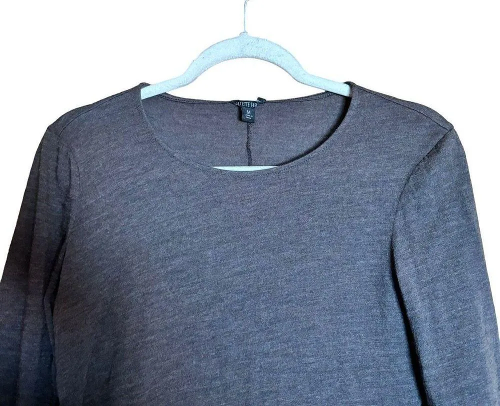 Lafayette 148 Top Womens Medium Brown Wool Blend Ruched Stretch Blouse - Image 2