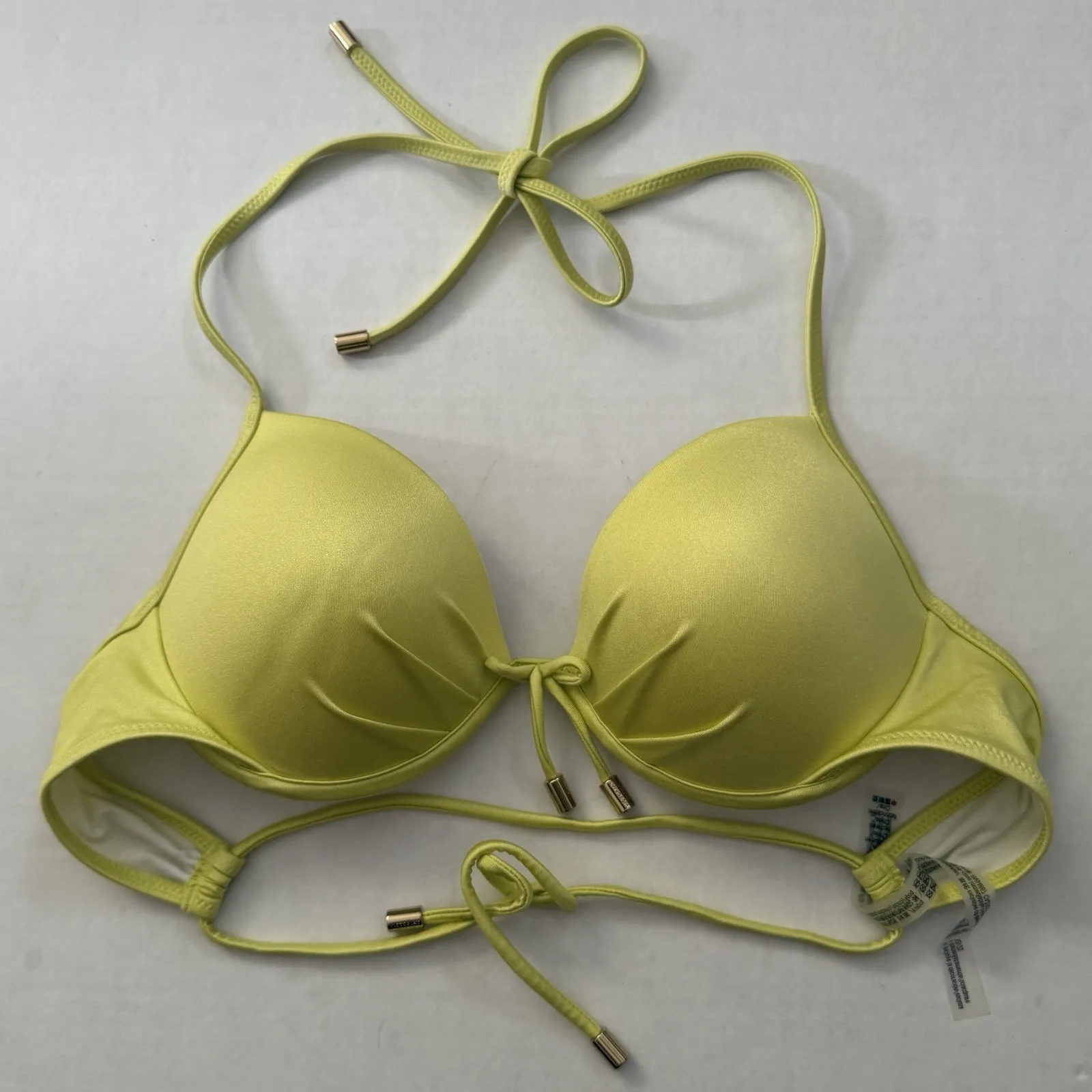 Victoria's Secret‎ Swimwear Bikini Top String Straps Neon Yellow Green 34C - Image 2