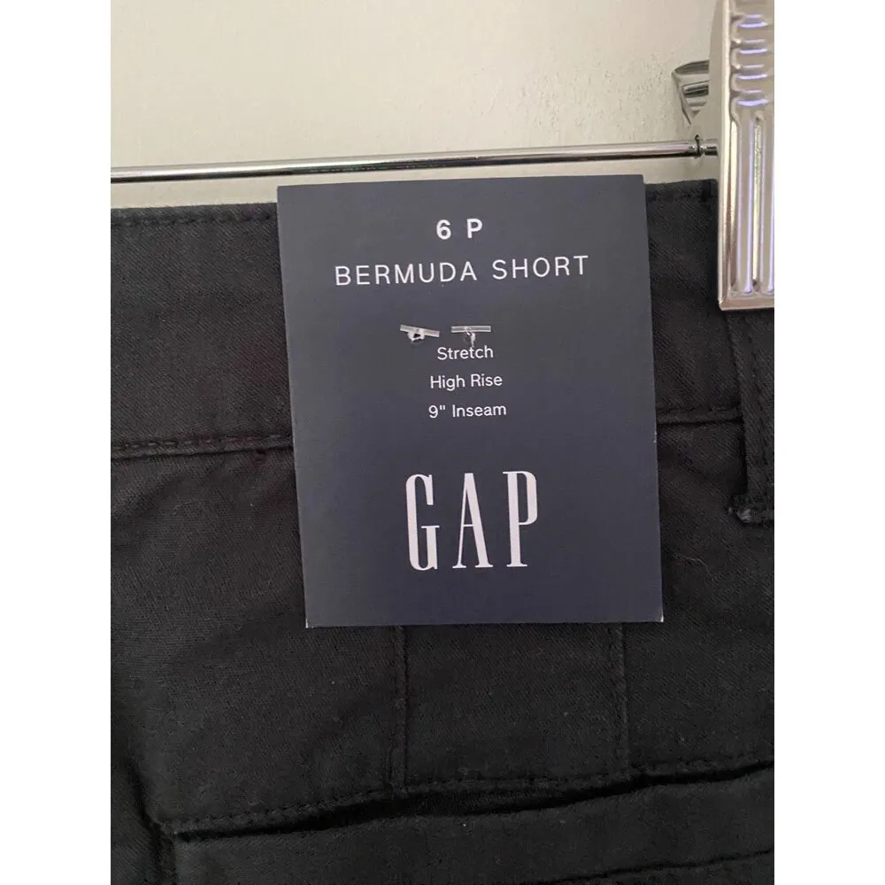 NWT Gap Womens Black  High Rise Casual Bermuda Shorts Sz 6P - Image 4