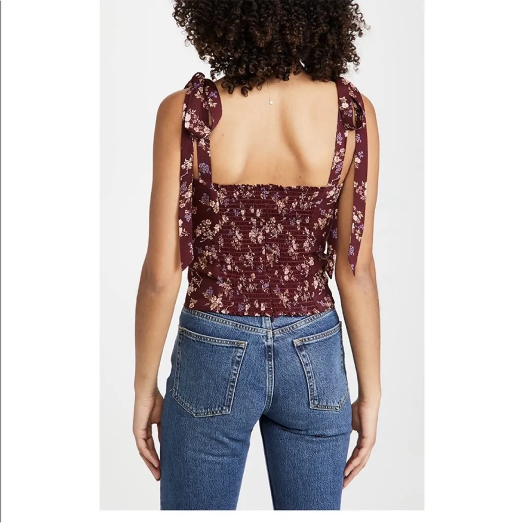 REFORMATION Ellora Top in Chantelle Burgundy Floral - Image 3