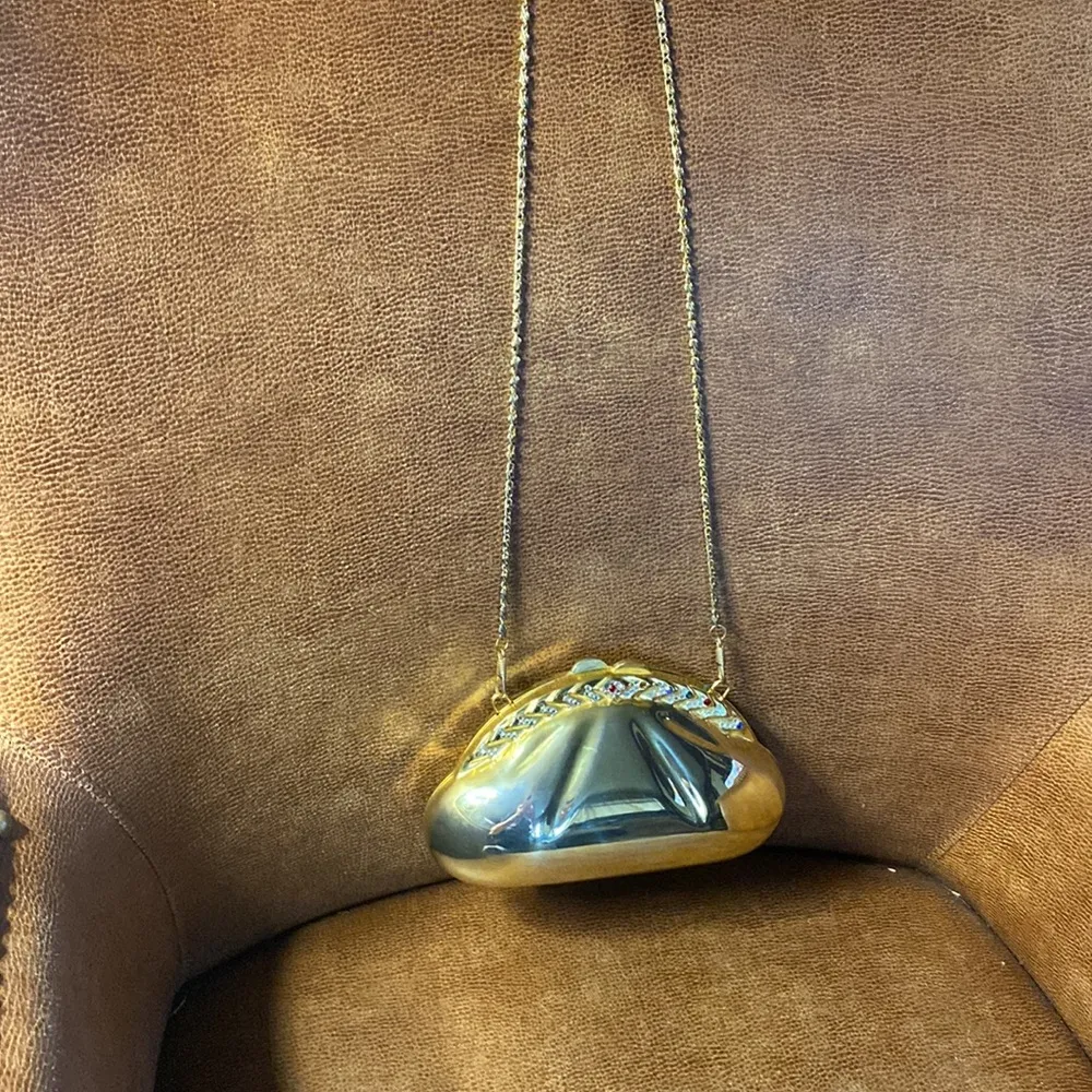 Gold Plated Crossbody Evening Bag with different colors and sparkling Cr… - Image 3