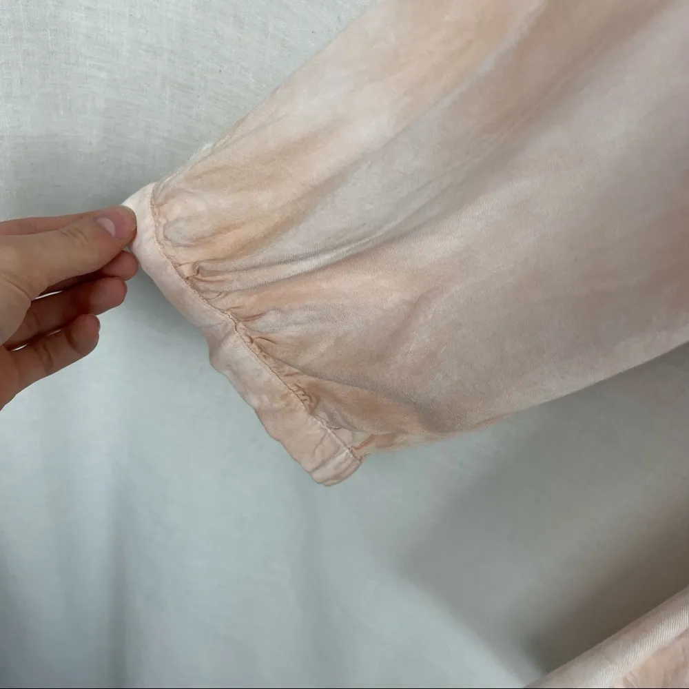 Torrid Plus-Size Dusty Coral Tie-Dye Twill Peasant Long Sleeve Top - Image 4