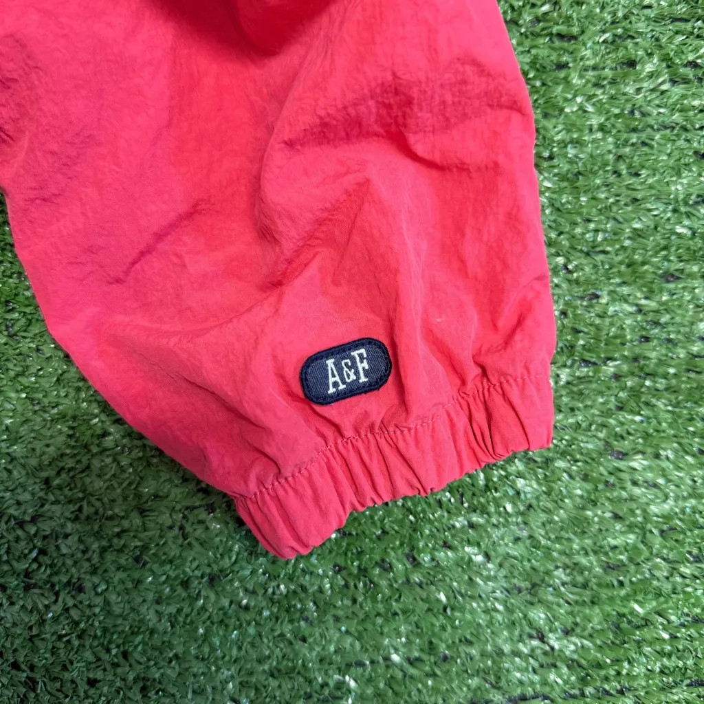 Abercrombie and Fitch Salmon and Navy Windbreaker Pullover lined Hoodie, Size XL - Image 3