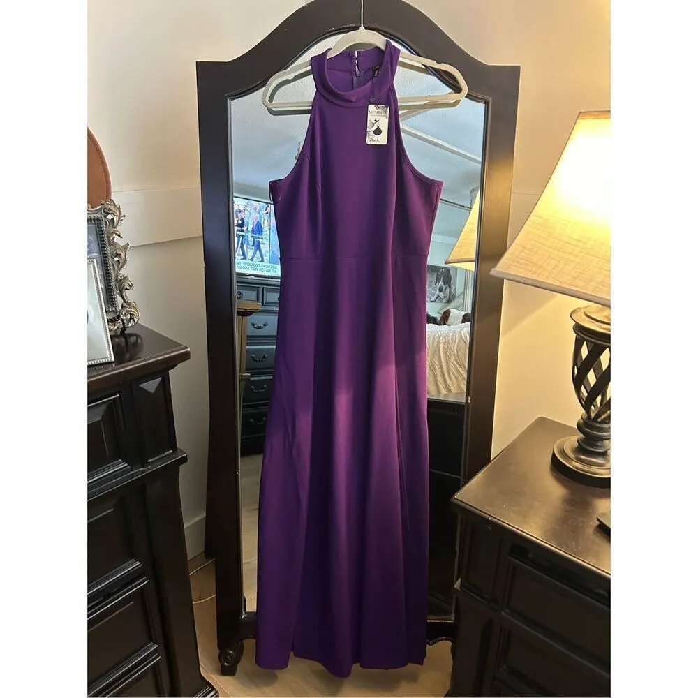 NEW Halter Neck Sexy Split Cocktail Party Maxi Long Formal Dress 2X Purple - Image 3