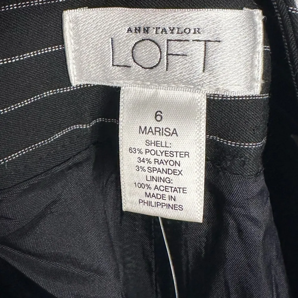 Loft Marisa Black Stripe Wide Leg Office Trouser Pants Women’s Sz 6 NWT - Image 7