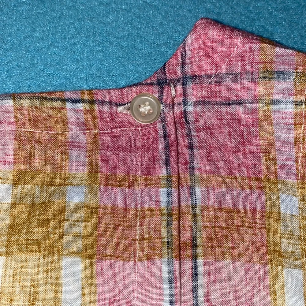 LOFT BEACH tulip style back button snap closure tank plaid soft NEW size S - Image 4