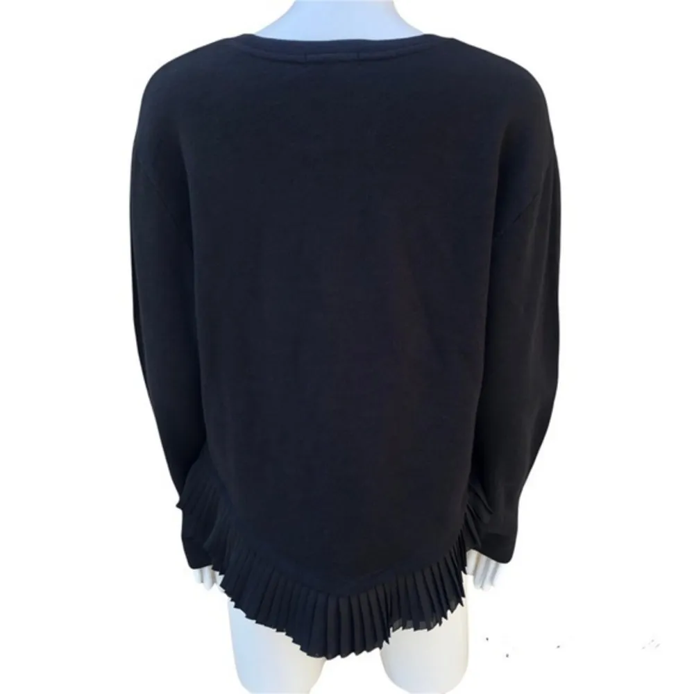 J. Crew Black Ruffle Hem Pullover Sweatshirt Size M - Image 6