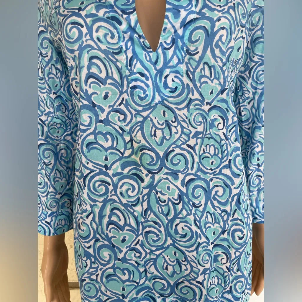 Lilly Pulitzer Aqua Swirl Tunic Top - Image 9