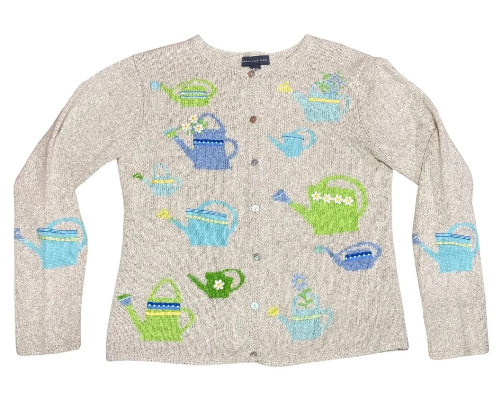 Vintage Embroidered Applique Northern Isles Garden Cardigan Size Medium Blue - Image 1