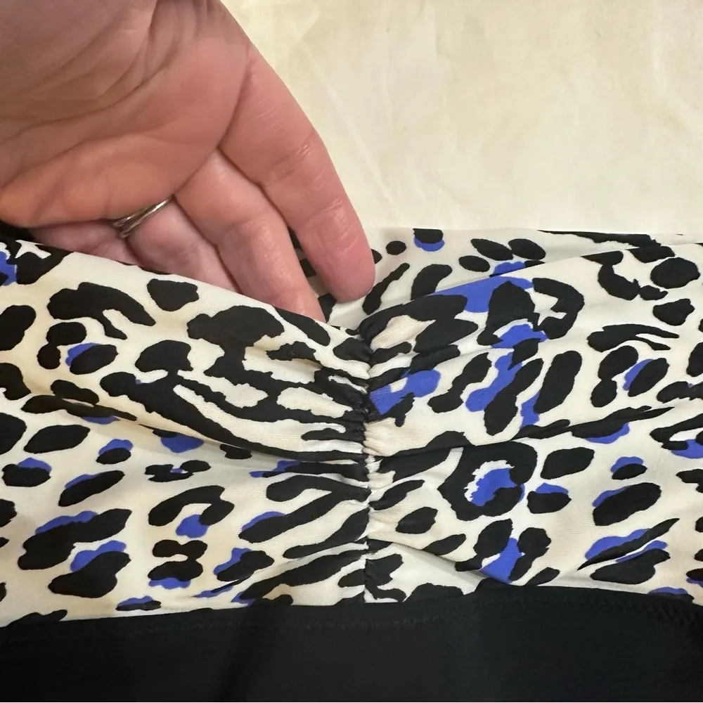 Profile Black & White Animal Print Ruched Band Swim Bikini Bottoms 10 - Image 4