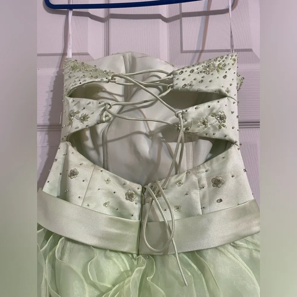 Camille La Vie Green Ruffled Long Gown - Image 6