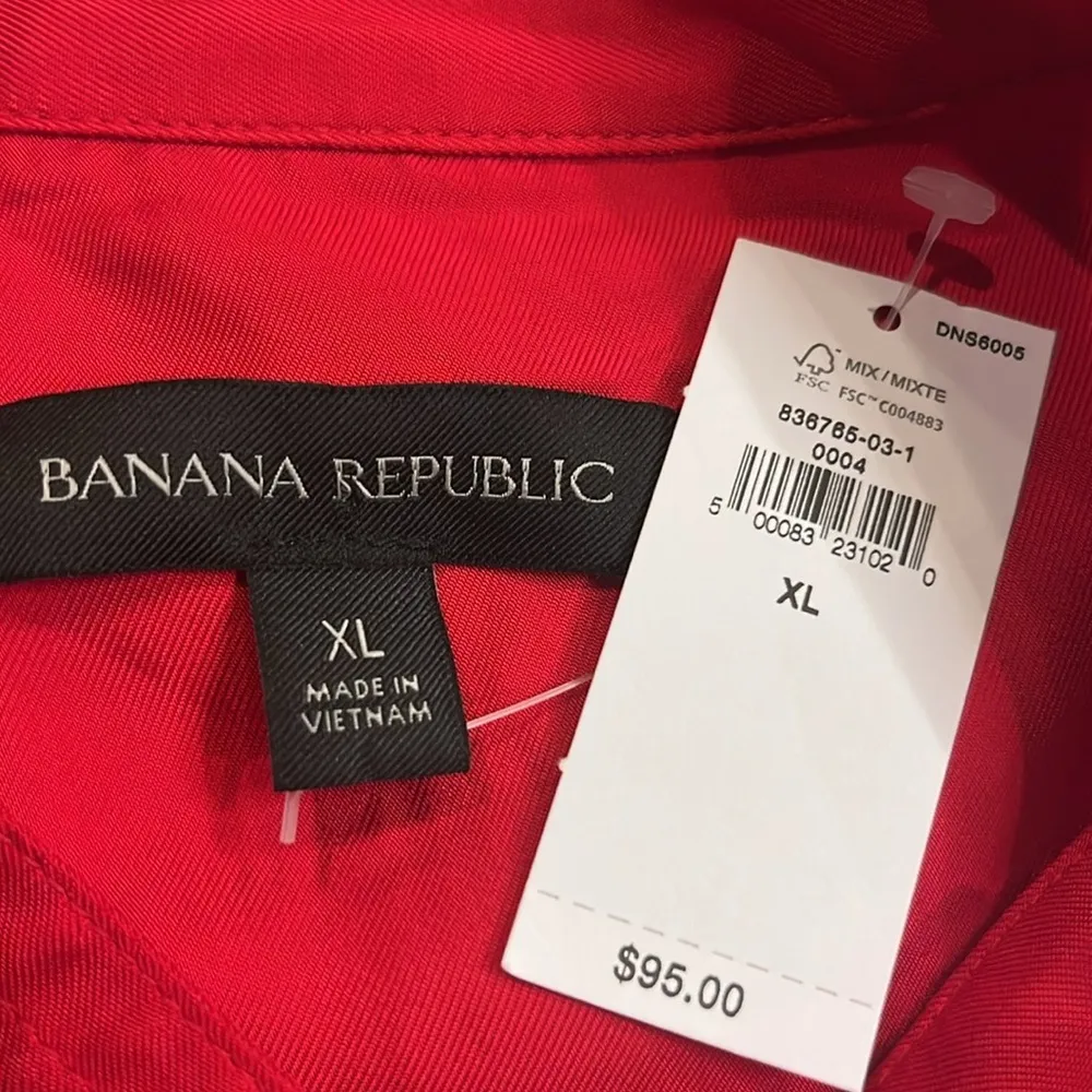 NWT Banana Republic satin button front gathered bishop sleeve top blouse XL - Image 3