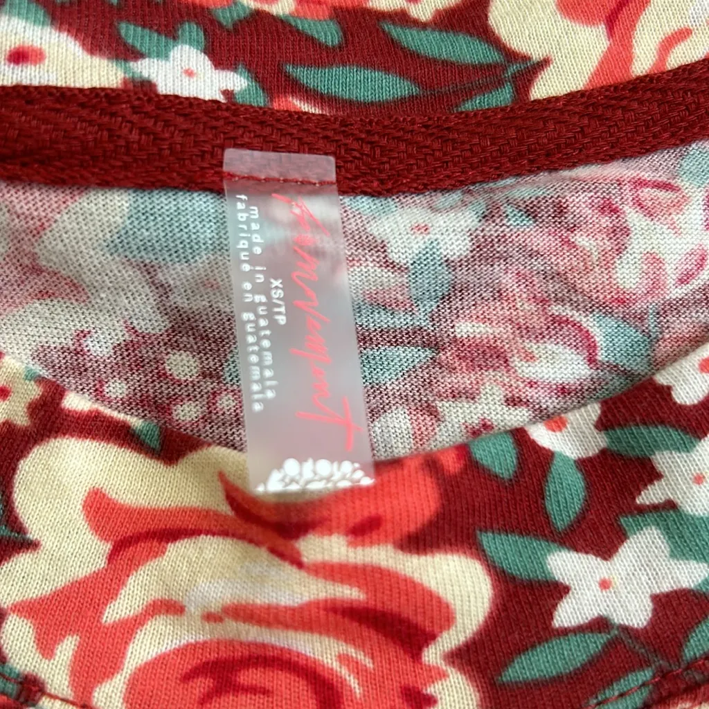 FP Movement Free People Inspire Printed Layer Faded Poppy Red XS NWT - Image 10