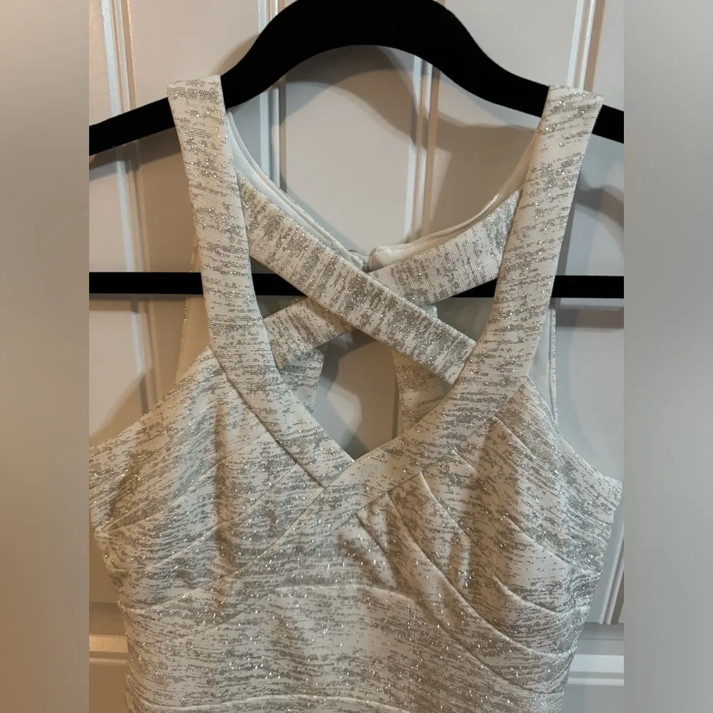 Windsor White/Silver Sparkle Mini Dress - Image 9