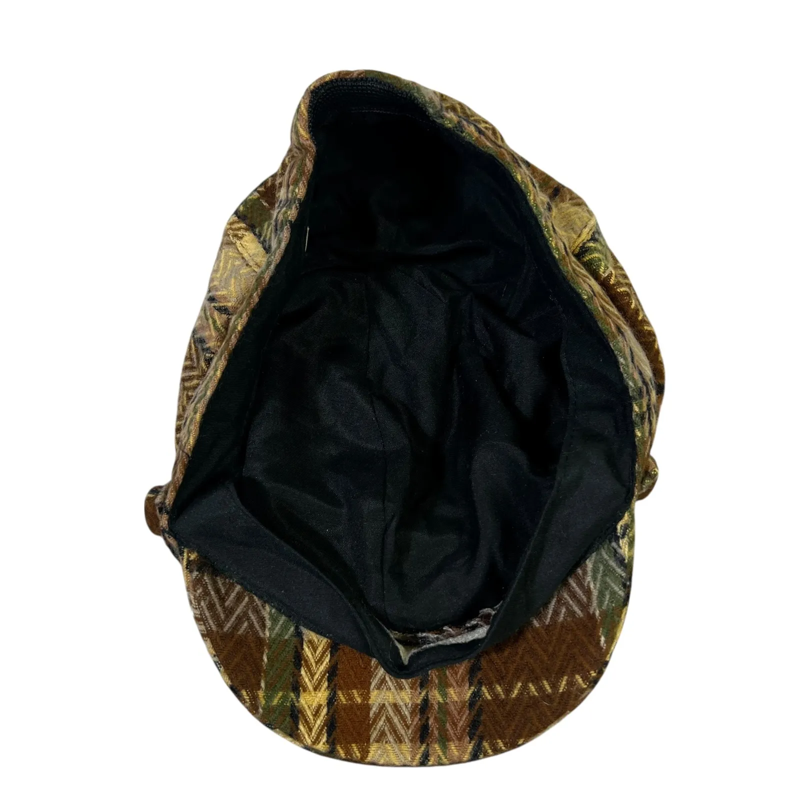 Brown Plaid Tweed Newsboy Cap Baker Boy Hat Womens OS Retro Dark Academia - Image 5