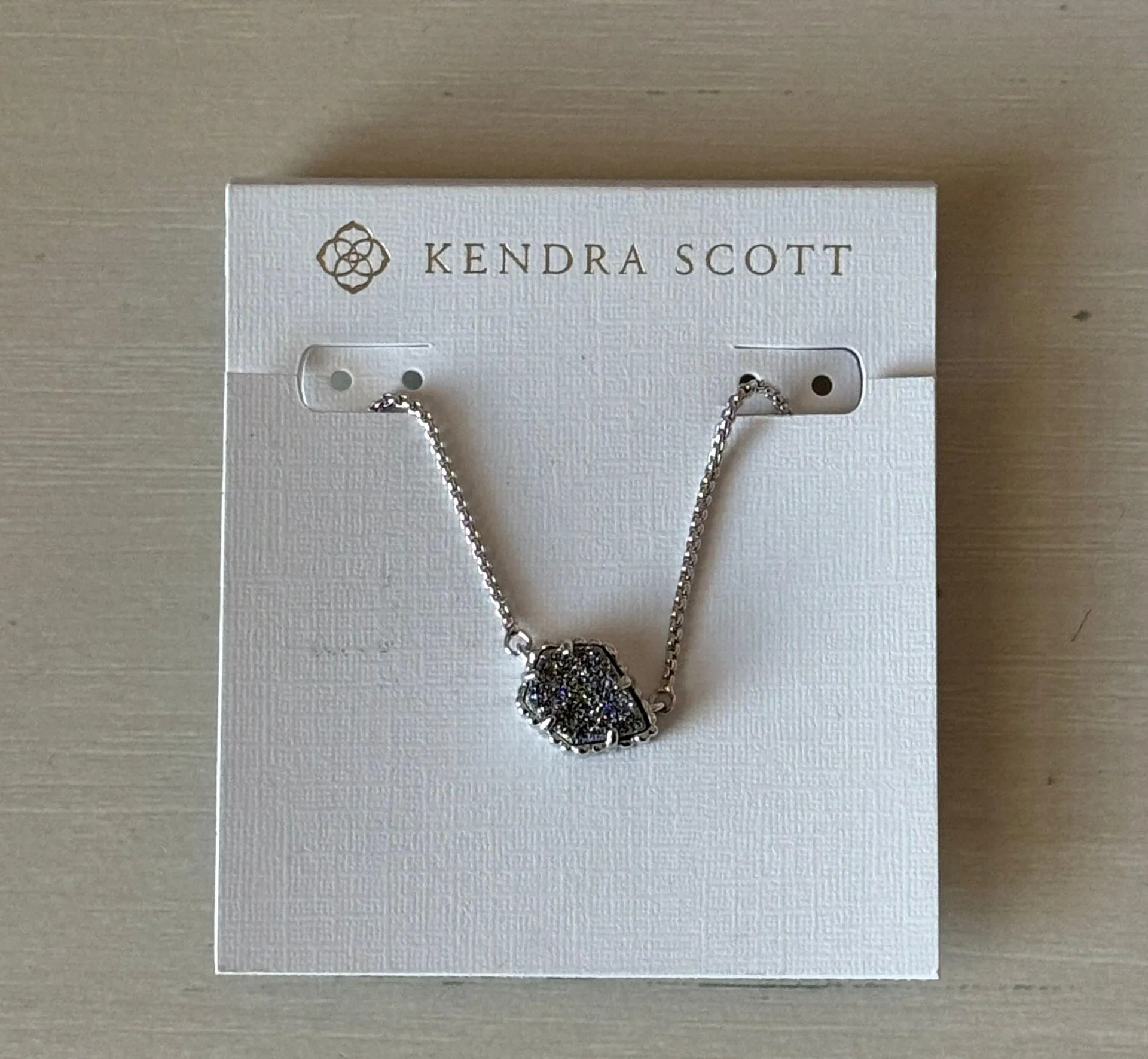 Tess Pendant Necklace Rhodium Plated Platinum Drusy - Image 3