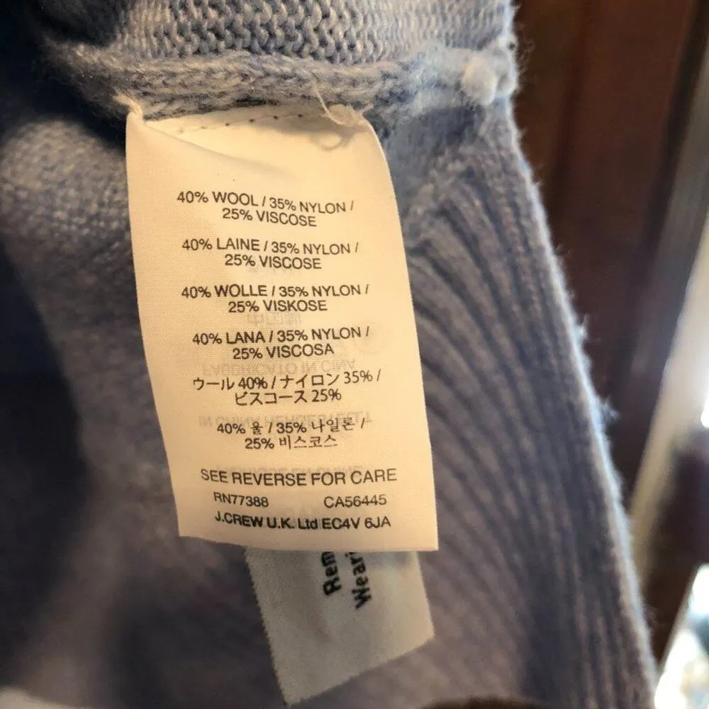 J. Crew Blue Crew Neck Ribbed Knit Pullover Sweater Wool Blend XS NEW - Image 6