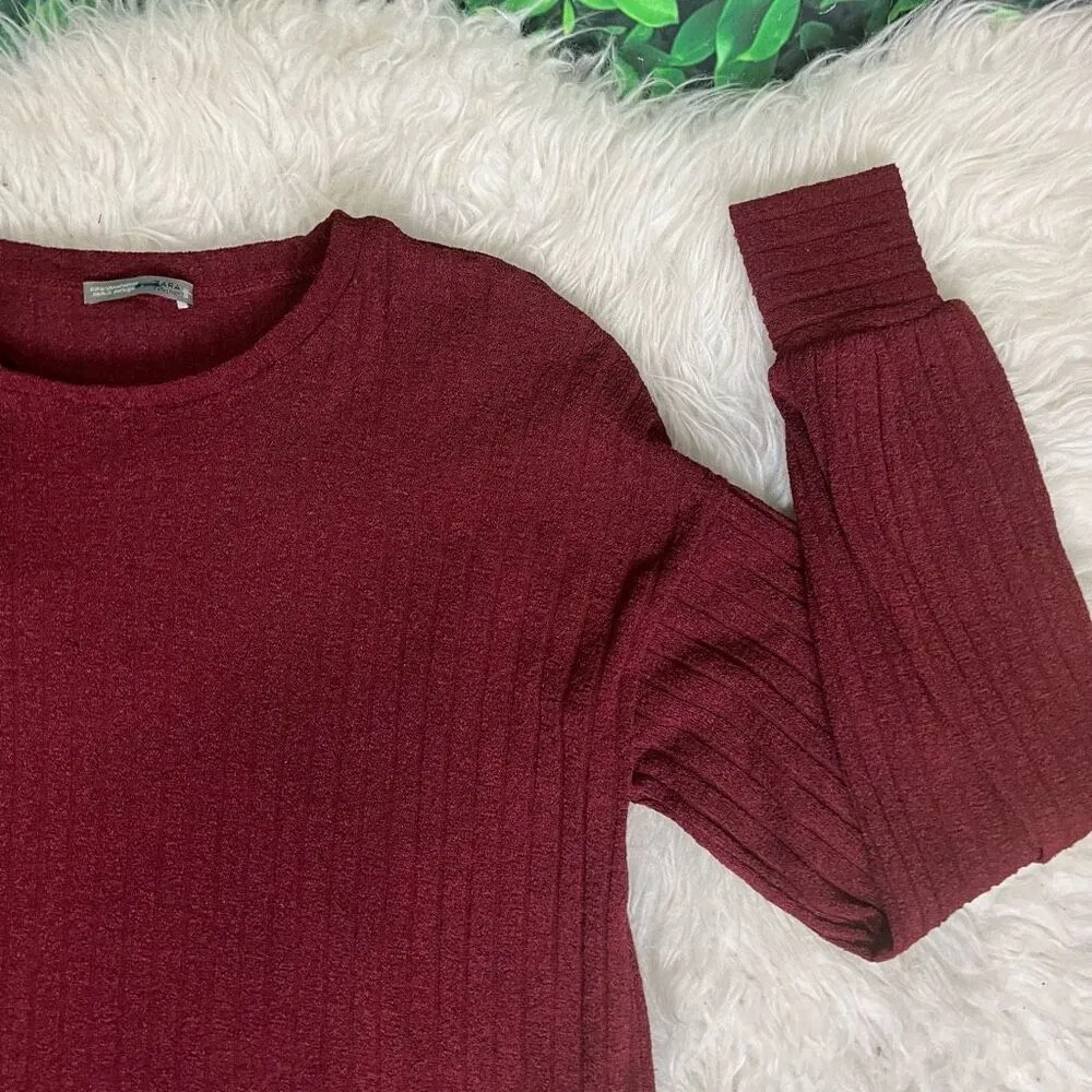 Zara long sleeve burgundy blouse  top M - Image 3
