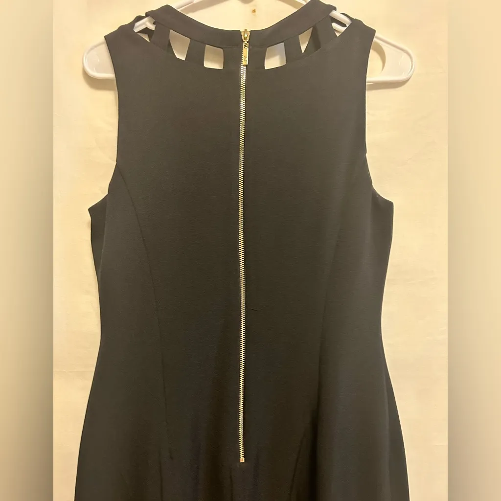 Eliza J Black Sleeveless Sheath Fit And Flare Pleated Cutout‎ Mini Dress Size 6 - Image 4