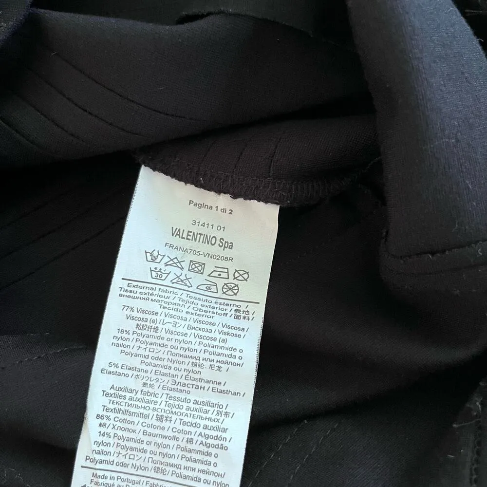 Red Valentino Black Short Sleeve Lace Velvet Trim Scalloped Knee Length Dress L - Image 13