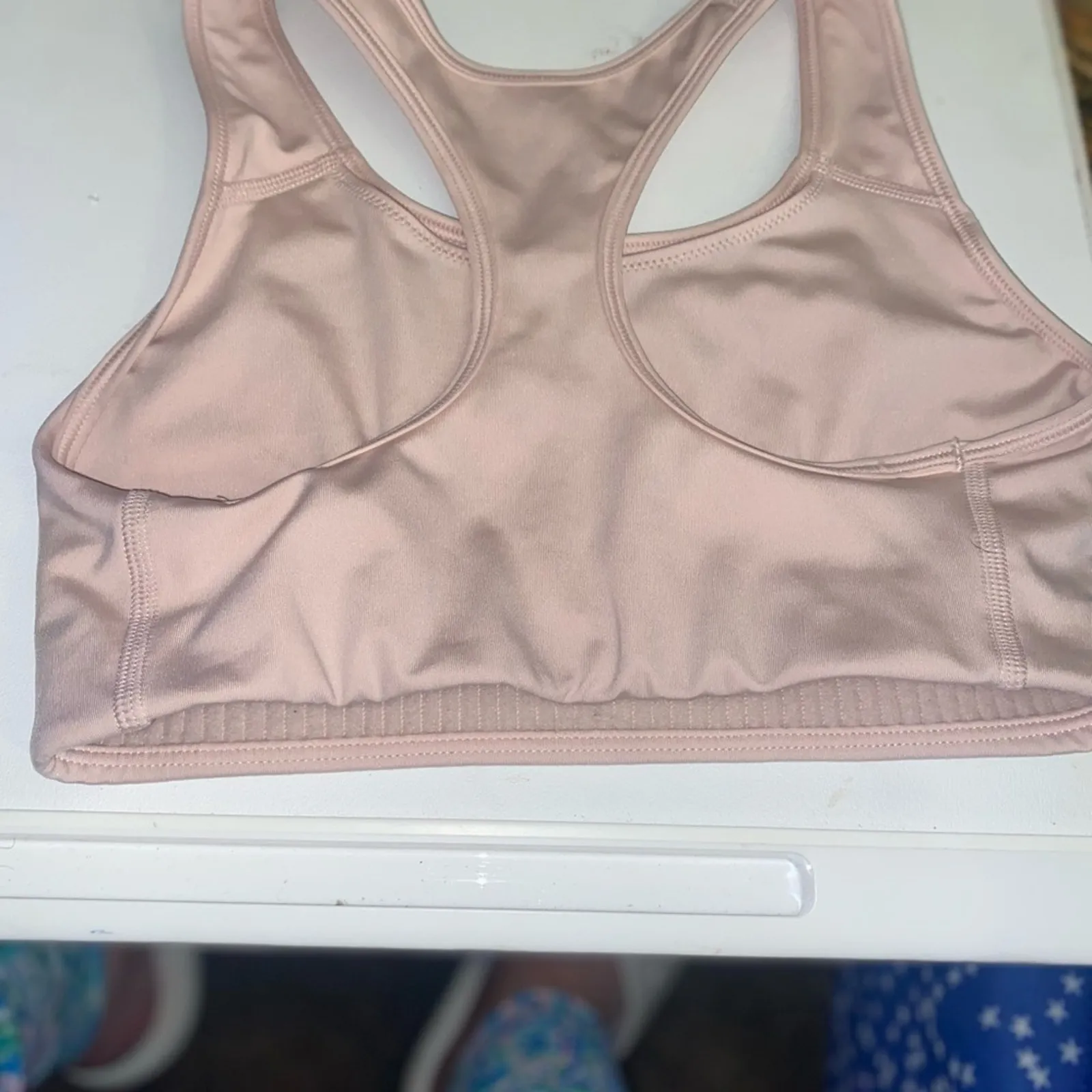 Nike Sports Bra Womens Small Dri Fit Center Swoosh Racer Back Top Scoop Neck - Image 8