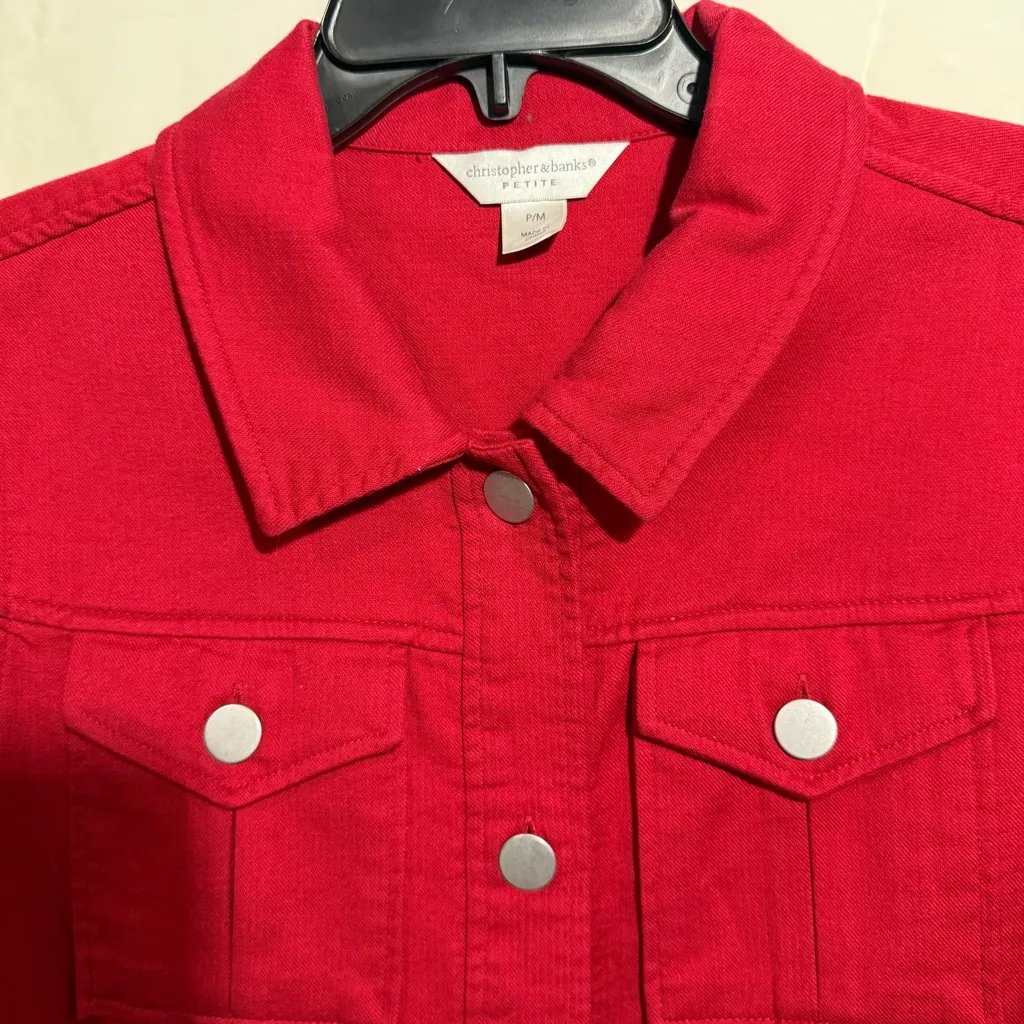 Christopher & Banks Bold Red Cotton Jacket Size P/M - Image 5