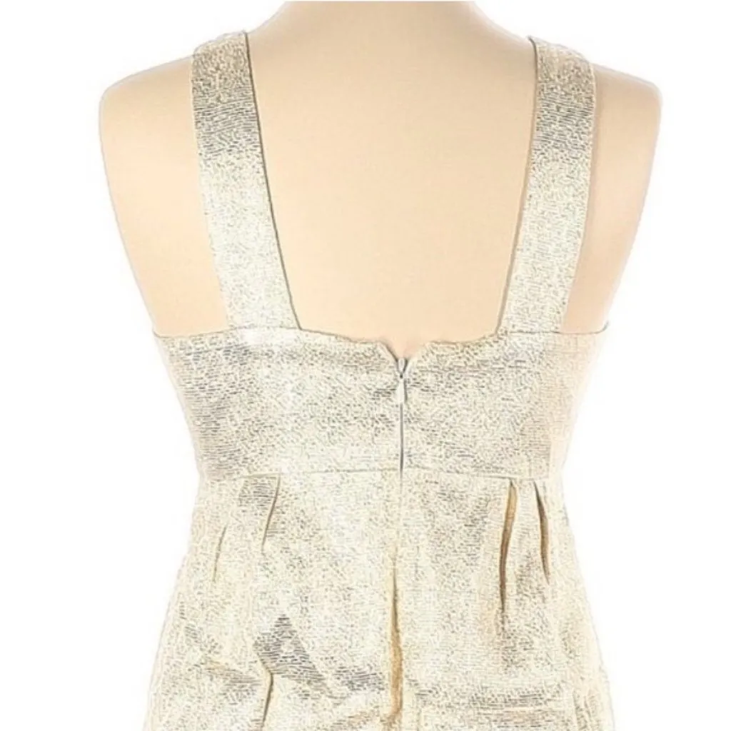 Shoshanna Shimmery Gold Cocktail Dress Jewel Trimmed Neck Size 2 Party Black Tie - Image 7