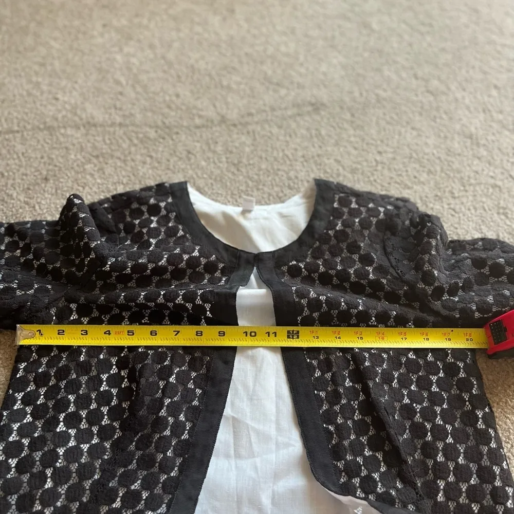 Vintage Charter Club Women’s Black White Spotted Knitted 3/4 Sleeve Blazer Top M - Image 13