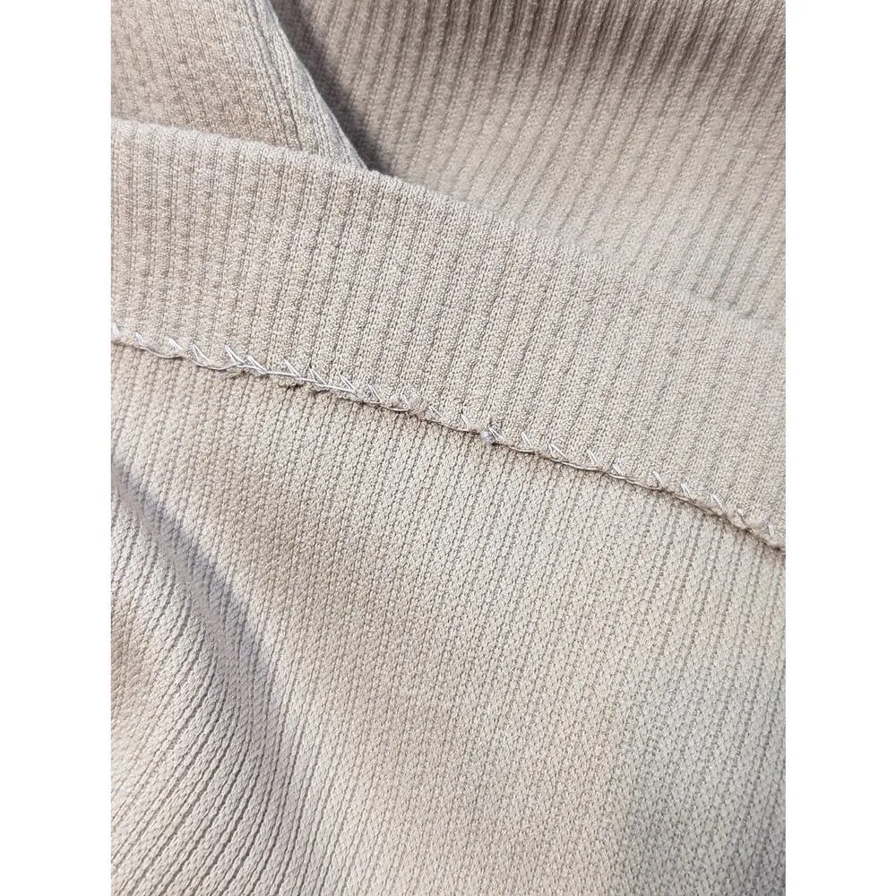 Vintage 70s Fenton Puff Sleeve Blouse High Neck Tan Brown Back Zip Single Stitch Size M - Image 5