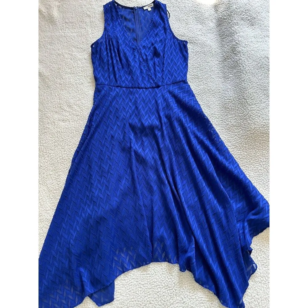 Shoshanna Emmy Dress Surplice V-Neck Sleeveless Cobalt Blue Asymmetrical Hem 4 - Image 12