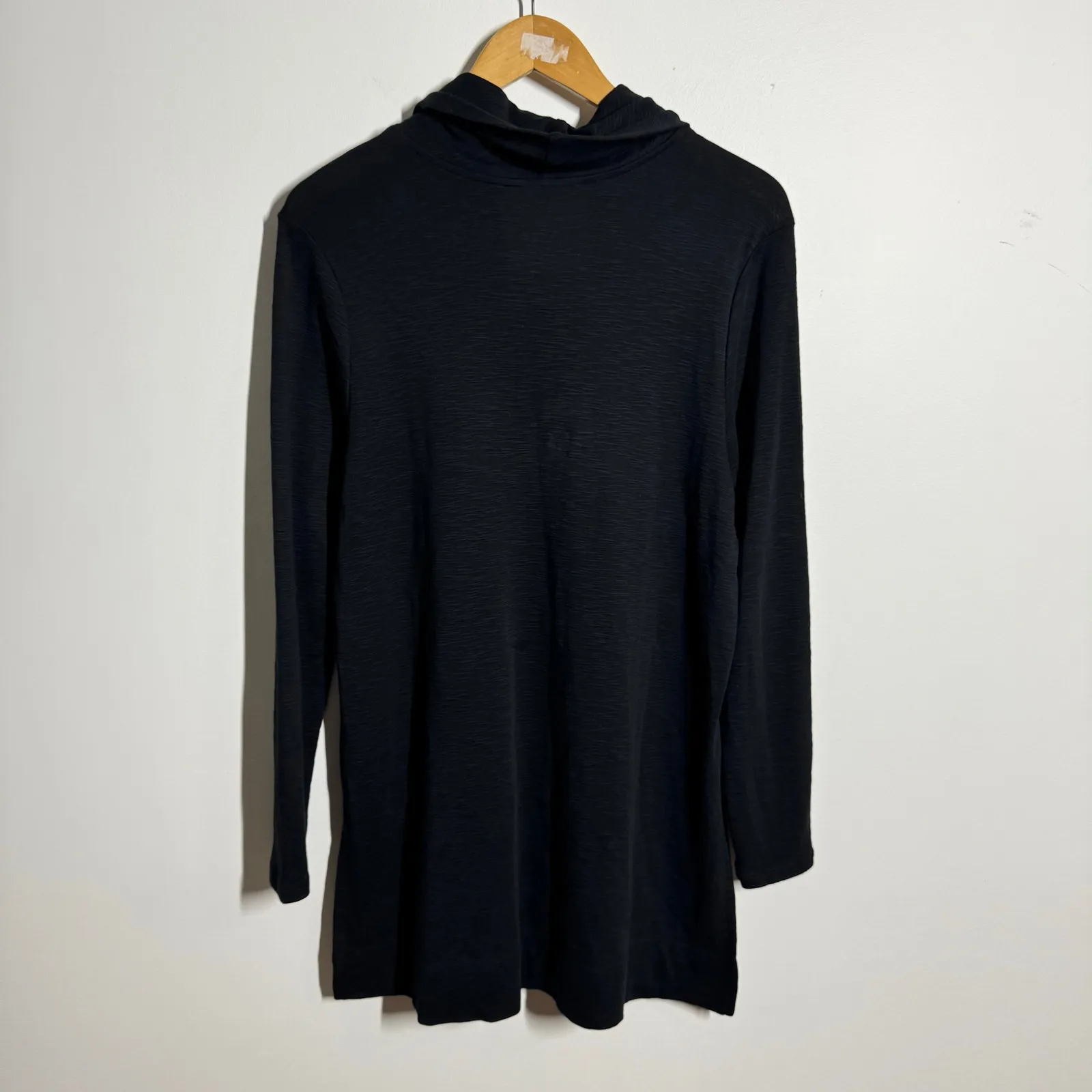 J. Jill Pima Cotton Cowl Neck Tunic Top Women M Black Relaxed Minimal Modest - Image 2