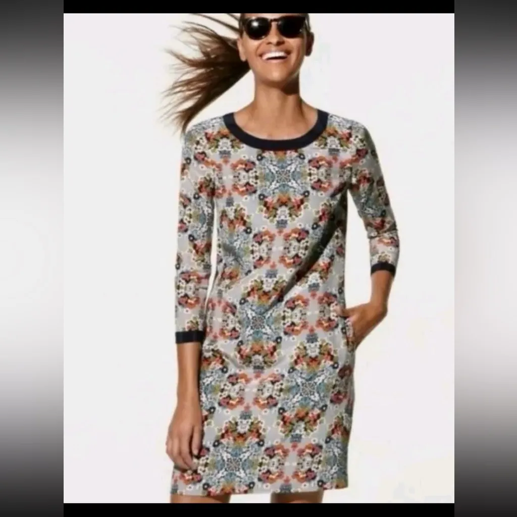 J. Crew Misty Fog Floral Garden 100% Silk Shift Midi Dress Size 2 XS Preppy Chic - Image 12