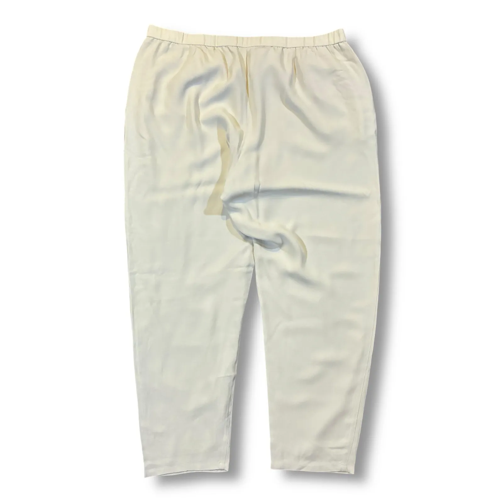 EUC EILEEN FISHER 100% Silk Elastic Waist Relaxed Fit Cropped Pants XL TG - Image 2