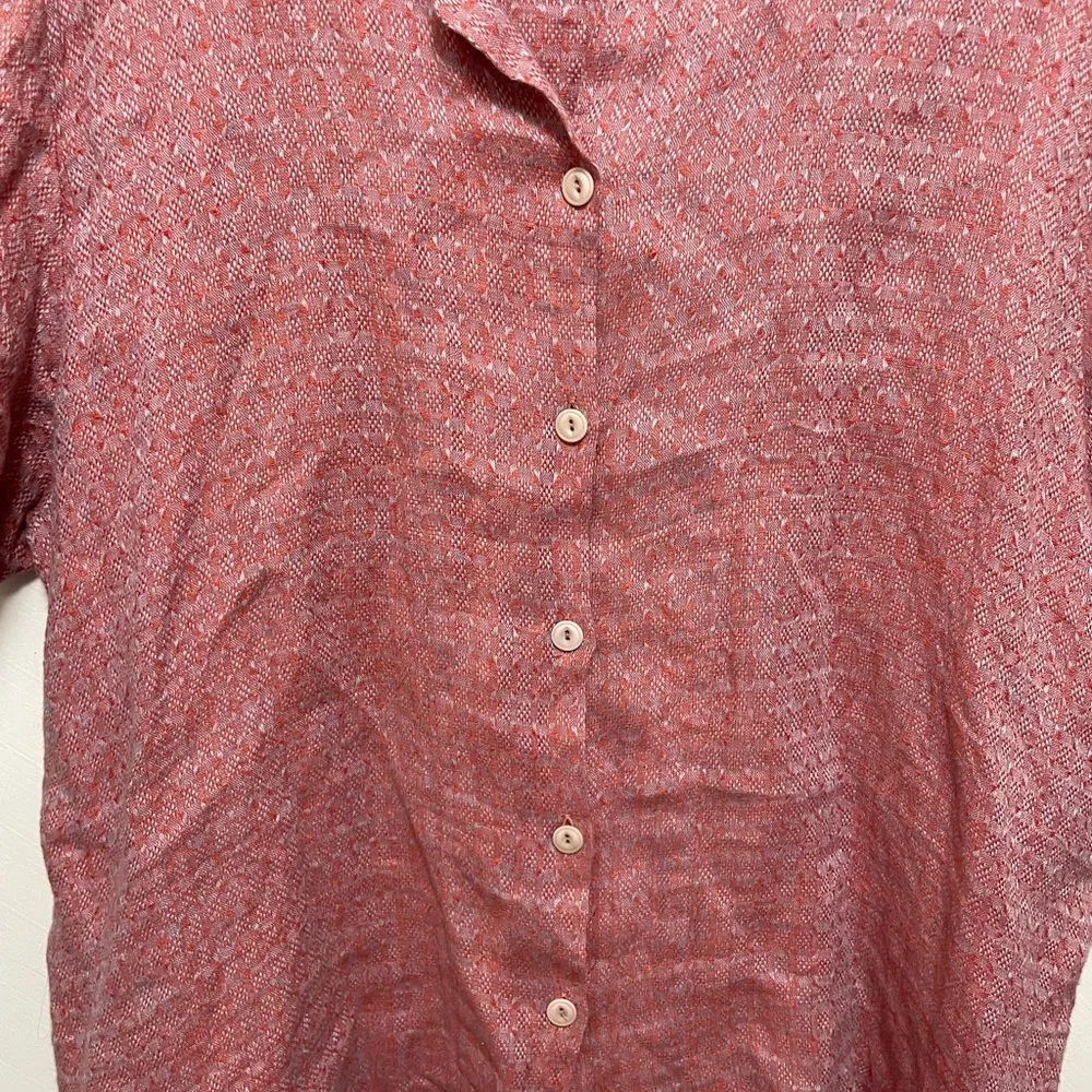 Flax Linen Red Short Sleeve Button up sz Large - Image 2