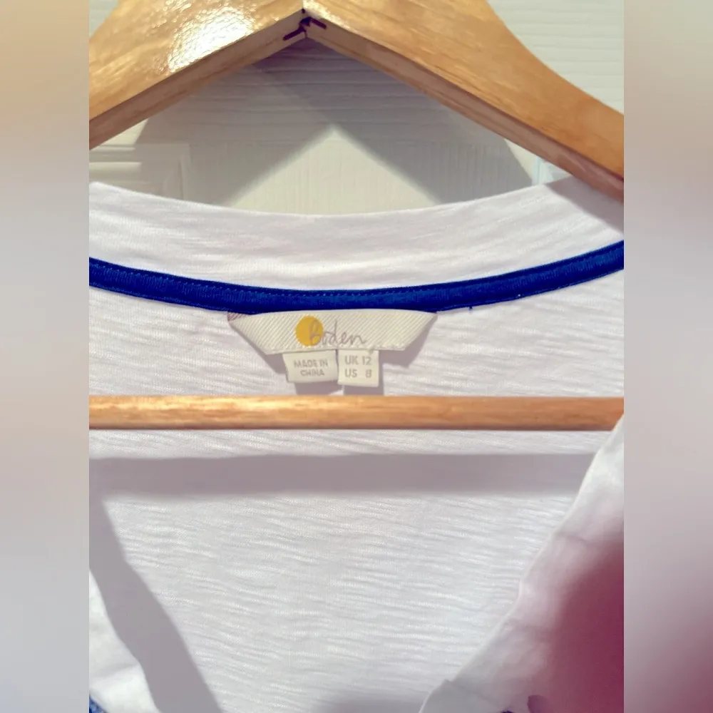 BODEN Rosanna Jersey Tunic White/Cobalt Size 8 - Image 7
