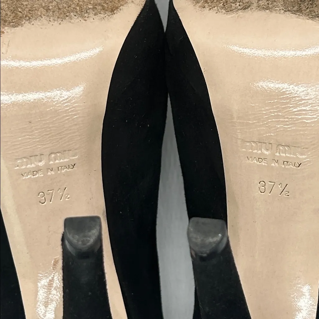 Miu Miu Sexy Black Suede Stiletto Heel Ankle Boots Shoes **Size 37.5/US 7.5** 🔥🔥 - Image 10