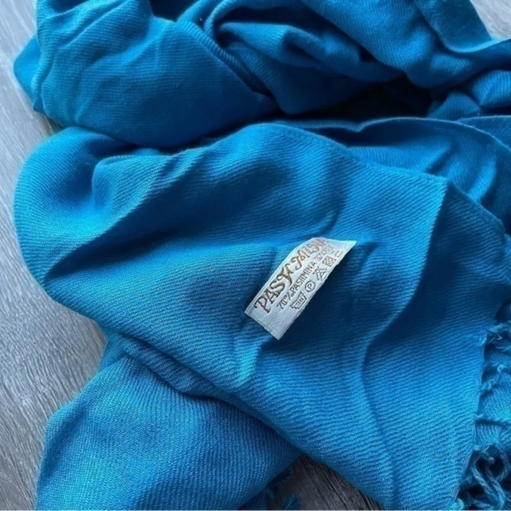 Bright blue 30% silk scarf shawl - Image 10